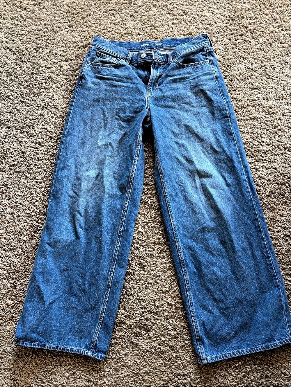 Old Navy Wow Baggy mid rise Wide Leg Jeans in Blue size 8 Like New
